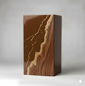 Luxury Brown & Gold Resin Cremation Urn Modern Wood <b>Memorial</b> <b>Keepsake</b> Luxury Handcrafted Rosewood Urn <b>Box</b> Handcrafted Rosewood - Product Image 1