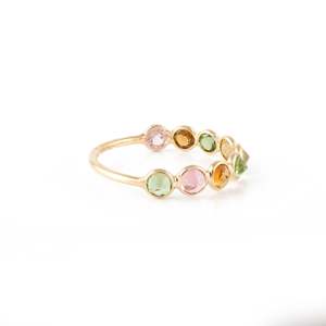 14K Gold Multi Tourmaline Half Eternity Band-<b>Resizable</b> Prong Setting Wedding <b>Ring</b> - Product Image 6