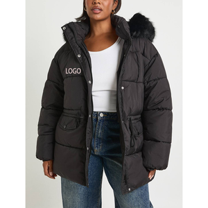 Chaquetas de Plumón de Ganso Personalizadas con Capucha Desmontable de Piel de Mapache, Abrigo Acolchado Cálido para Mujer, Invierno, Canadá, Aislado - Product Image 1