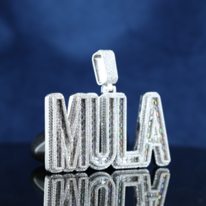 Custom S925 Silver VVS Moissanite Claw Setting Buckle Unique Hip Hop Style MULA Pendant Link Chain Fashionable Design Unisex - Product Image 4