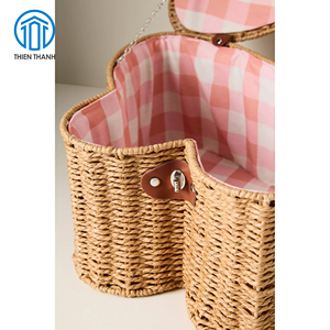 Panier de pique-nique tissé à la main en forme de papillon, panier de rangement alimentaire en rotin pour l'extérieur avec poignée, panier cadeau décoratif, vente en gros - Product Image 3