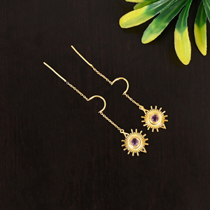 Boucles d'oreilles pendantes en argent sterling 925 avec pierre précieuse améthyste violette naturelle pour femmes - Product Image 2