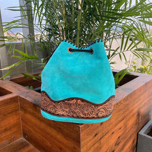 Sac fourre-tout en cuir suédé turquoise Western Sac à main dissimulé pour ordinateur portable Sac à main western en cuir personnalisé de qualité supérieure pour femme - Product Image 5