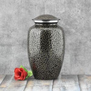 Golden Brass Cremation <b>Urn</b> with Triple Black Bands Modern Contemporary Design for Sympathy Gift - Product Image 5