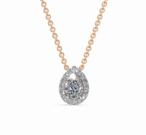 Pendentif halo en diamant ovale de 0,578 carat cultivé en laboratoire, collier 21 pièces, or jaune/rose 9K/14K/18K, plaqué or, bijoux de luxe - Product Image 1