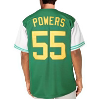 Kenny Powers # 55 Myrtle Beach Mermen Jersey Bisbol Sublimasi Cetak Biru Hijau Perlindungan UV Bernapas Cepat Kering Ukuran Besar