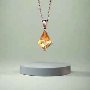 Collier Citrine Jaune Kite pour Femme, Pendentif en Or Jaune 14k 18k, Cadeau d'Anniversaire, de Mariage ou pour Mère - Product Image 6