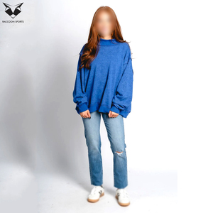 Ladies <b>Mock</b> <b>Neck</b> Sweatshirt Oversized Pullover Soft Fleece Long Sleeve Warm Casual Streetwear Autumn Winter Fashion <b>Top</b> Front - Product Image 5