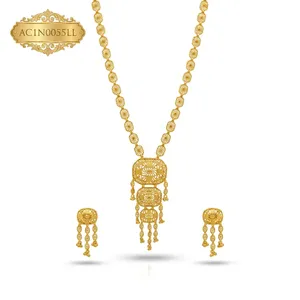 New Design African Tribal Statement Gold Plated Jewelry Set Box Chain Flower Shape <b>Charm</b> Necklace for Wedding Fashion - Product Image 2