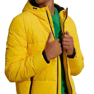 Winter Warm Men's Casual Puffer <b>Jacket</b> Hooded Breathable Waterproof Zipper Closure Cotton Filled Yellow Custom Colors ODM - Product Image 4