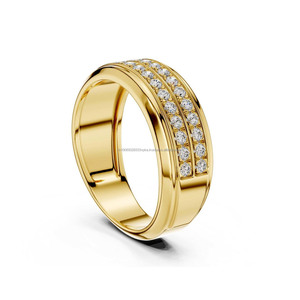 Anillo de compromiso y boda de moissanita para hombre, doble fila, engaste pavé, estilo eternidad, plata de ley 925, joyería hip hop - Product Image 2