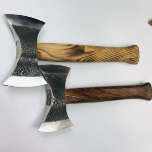 Handmade Flat Backed <b>Axe</b> Head Carbon Steel Blade Wood <b>Handle</b> with Leather Sheath DIY Industrial Grade Garden Pruning Hatchet - Product Image 2