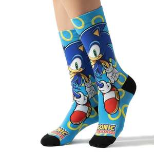 Chaussettes Sonic The Hedgehog à motif uni imprimé par transfert thermique, pour adulte, décontractées, été, respirantes, séchage rapide, athlétiques, en nylon et élasthanne - Product Image 1