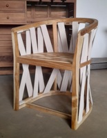 Silla de Comedor Moderna para Exteriores de Madera de Teca Sólida con Tejido de Cuerda Sin Cojines para Sala de Estar por KAG Furniture