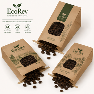 Eco-friendly <b>Biodegradable</b> Kraft <b>Paper</b> Food Grade Stand up Pouch with Transparent Window Handle Four-Color Printing - Product Image 3