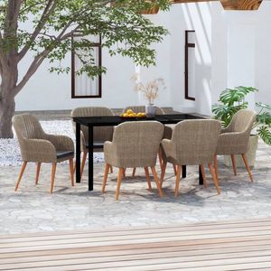 Set da Pranzo da Giardino Marrone per 6 Persone, Resistente alle Intemperie, Design Contemporaneo - Product Image 1