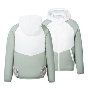 Latest Design <b>Jacket</b> With Fan Puffer Windproof <b>Cooling</b> Zipper & hoodies Winter Polyester Fan <b>Jackets</b> Breathable Custom Logo - Product Image 6
