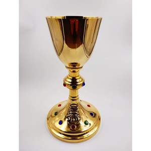 Calice de communion en laiton doré de qualité supérieure pour l'autel de l'église, cérémonie eucharistique chrétienne - Product Image 1