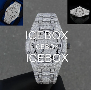 Reloj VVS1 Moissanite con Caja de Acero Inoxidable, Esfera de Cristal, Cierre de Pulsera, Estilo Hip Hop, Resistente al Agua 10 Bar - Product Image 1