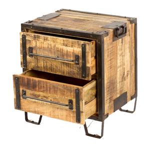 Mesita de noche con marco de hierro fuerte de madera de mango de alta calidad 2025, dos cajones para dormitorio, sala de estar, comedor, muebles de Hotel para el hogar - Product Image 4