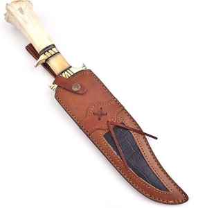 Handmade Custom Fixed Blade Bushcraft Bowie <b>Knife</b> with <b>Bone</b> and Brass Cross Guard <b>Handle</b> Hunting <b>Knives</b> Wholesale A&M ENTERPRISE - Product Image 2