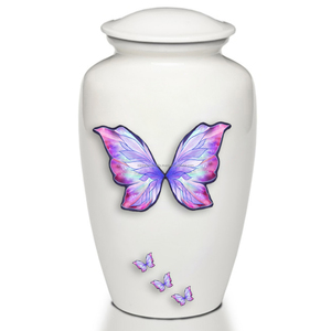 Urne funéraire classique en métal brillant blanc fabriqué à la main en laiton pour cendres humaines - Product Image 3