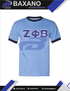 Camiseta Zeta Phi Beta Sorority Ringer Blanca y Azul con Letras Griegas ZPB, Camiseta Sorority, Ropa de Estilo Griego, Camiseta Universitaria - Product Image 5