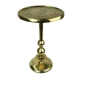 Traditional Brass <b>Round</b> Coffee <b>Table</b> with Decorative Base for Living Room Furniture Center <b>Table</b> - Product Image 1
