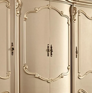 Armario de Lujo Clásico Francés de Caoba, Estilo Luis XV, con Tallados en Dorado Marfil, Mueble Elegante para Dormitorio, Diseño Premium, Producto OEM - Product Image 4
