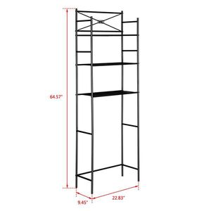 Scaffale Moderno a 3 Ripiani in Metallo Nero da Posizionare Sopra il WC, Salvaspazio per Bagno e Doccia - Product Image 5