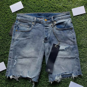 Nouvelle Arrivée Short en Jean Déchiré et Usé pour Homme, Short en Denim Bleu à Trous, Style Hip Hop Décontracté - Product Image 1
