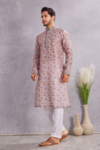 <b>Men's</b> Long <b>Kurta</b> 100% Cotton Digital Printed Textured Eid Diwali Festival Wear <b>Kurta</b> Available at Affordable Price - Product Image 4