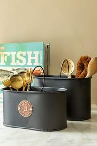 Classic Rustic Galvanized Cutlery Holder Metal <b>Utensil</b> <b>Storage</b> For Timeless Kitchen Style - Product Image 6