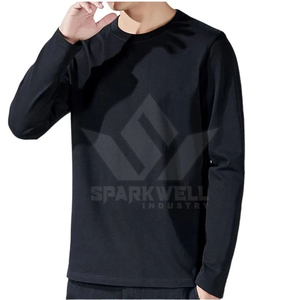 T-shirt à manches longues pour homme Sparkwell Industry, col rond, coupe classique, jersey en coton respirant, logo imprimé sur le devant - Product Image 3