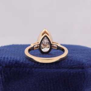 Classic 14K Rose Gold 2.00CT Pear Cut Lab Grown Diamond Three Stone <b>Ring</b> For Unisex Birthdays Wishes Gift For Mom <b>Dad</b> - Product Image 5