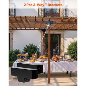 Kit Pergola 4x4 berbentuk T <span class=keywords><strong>2</strong></span> pak <span class=keywords><strong>3</strong></span> arah braket Gazebo pekerjaan kayu DIY ukuran sebenarnya <span class=keywords><strong>3</strong></span>.5x3.5 inci braket pesta luar ruangan - Product Image 3