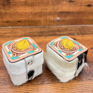 กล่องใส่แหวนหนังวัวประดับเครื่องมือด้วยมือดีไซน์ดอกไม้หรูหราเหมาะสำหรับเจ้าสาวและของขวัญแต่งงานชั้นสูง - Product Image 5