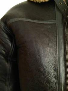 Exceptional Quality <b>Men's</b> Black <b>Leather</b> Aviator Bomber <b>Jacket</b> With Fur Lining Zipper Closure Winter Warm Moto Style Coat - Product Image 3