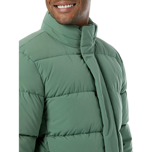 New Article Men's Long Hooded Puffer Jacket Solid Color Windproof Zipper Closure Casual Winter Polyester Shell Thick Warm <b>Coat</b> - Product Image 5