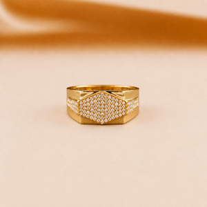 Anillo de Compromiso para Hombre, Chapado en Oro de 14K, con Moissanita, Corte Brillante Redondo, Anillo Elegante para Él - Product Image 2