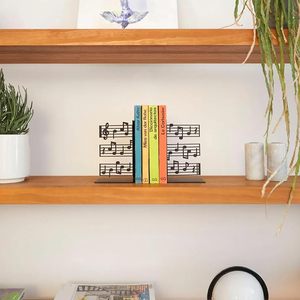 Sujetalibros decorativos con notas musicales de metal para estanterías, soporte para libros resistente, par, decoración para el hogar, oficina, biblioteca - Product Image 5