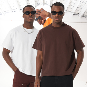 Men's Cotton/Bamboo Fiber Heavyweight Oversized T-shirt Custom Made Boxy Fit Blank Washed Front <b>Logo</b> Quick Dry Casual - Product Image 2