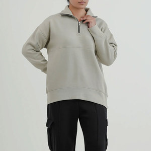 Sweat-shirt léger 100 % coton décontracté, lavé, respirant, pour femme, avec demi-fermeture éclair, confortable pour une utilisation toute la journée, idéal pour la saison hivernale. - Product Image 1
