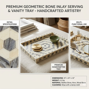 Bandeja de Servicio Rectangular con Incrustaciones de Hueso, del Mejor Precio de Fabricante Indio, con Tamaño Personalizado para Regalos - Product Image 1