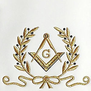 Delantal Masónico de Alta Calidad para Maestros Masónicos, con Insignia Bordada y Lentejuelas Cosidas, Disponible para la Venta - Product Image 4