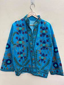 <b>Velvet</b> Suzani Jacket <b>Women</b> Floral Embroidered Winter <b>Coat</b> Ethnic Vintage Outerwear Artisanal Reversible Jacket - Product Image 1