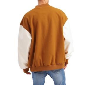 Veste universitaire personnalisée style décontracté avec logo / Vestes universitaires en laine Melton pour hommes en gros avec manches en cuir pour l'hiver - Product Image 2