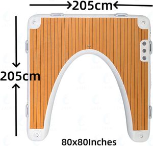 Plateforme flottante gonflable en PVC, plateforme de baignade à texture bois, plateforme gonflable pour bateau, yacht, jet ski, mono - Product Image 4