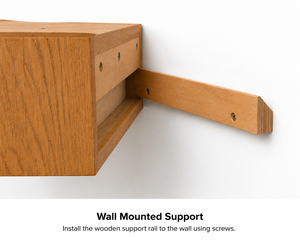 <b>Wall</b>-Mounted Hardwood Nightstand Built-In <b>Floating</b> Bedside <b>Shelf</b> for Space-Saving Modern Bedrooms hardwood Nightstands - Product Image 4