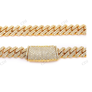 12MM 22" Fully Iced Miami Cuban Link <b>Chain</b> Gold Plated VVS D Moissanite Hiphop Style 925 Sterling <b>Silver</b> Men's Necklace - Product Image 3